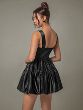 Ruched Square Neck Wide Strap Mini Dress OutfitFlow